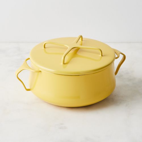 Vintage MCM Dansk Kobenstyle Yellow Enamel Casserole Cooking Pot