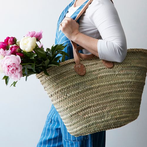 Beach Bag Sustainable Shopping Bag. French Market Basket Bag Short Handles