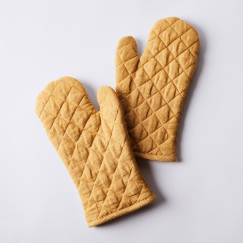 Food52 Linen Cotton Oven Mitts, Set of 2 - Marigold