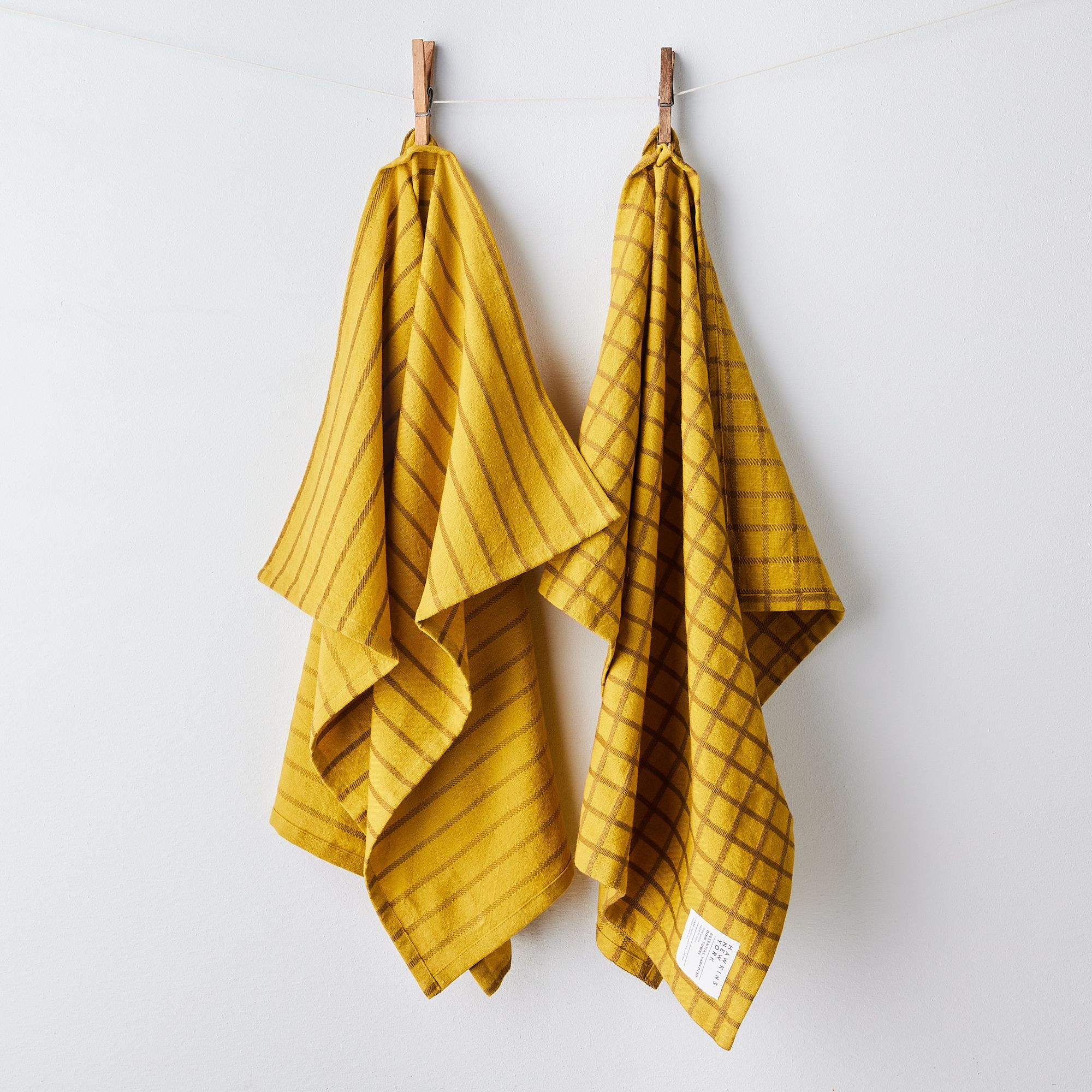 Hawkins New York Essential Yarn Dyed Dish Towel, Set of 2 - Ivory/Flax