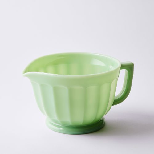 Antique Jadeite Mixing Bowl With Handles. Large Green Bowl. 