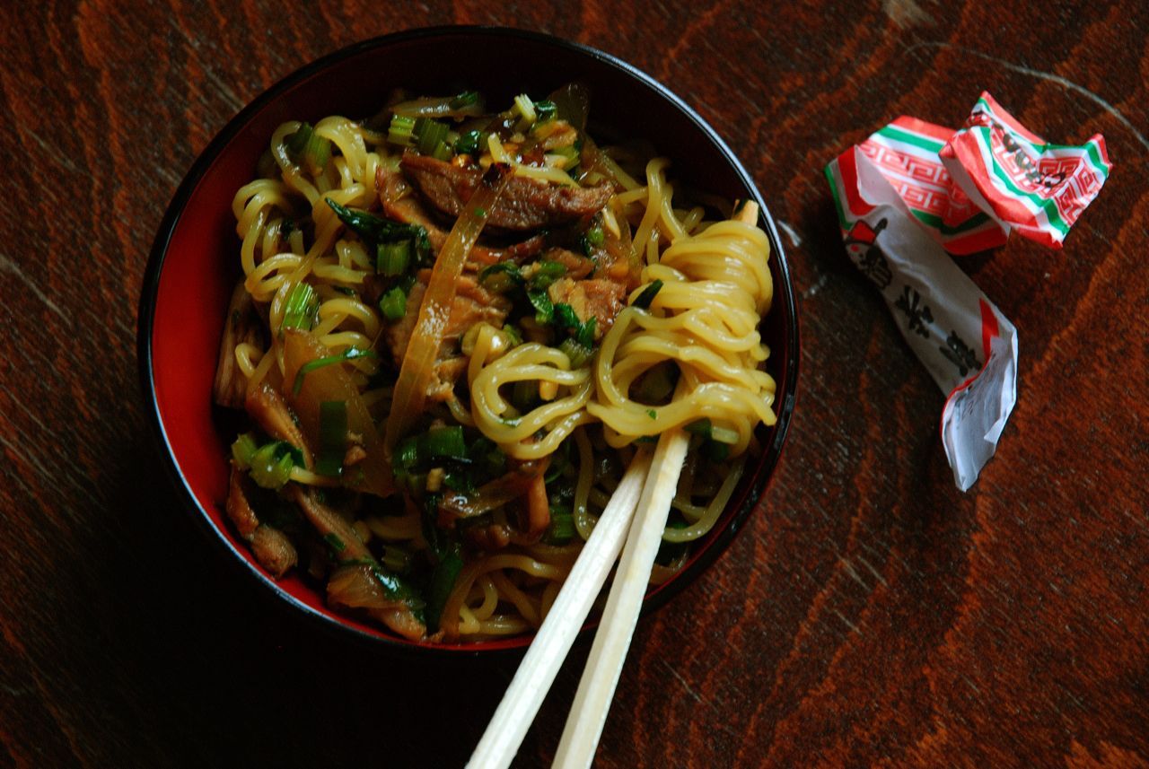Shredded Pork and Chinese Celery Lo Mein