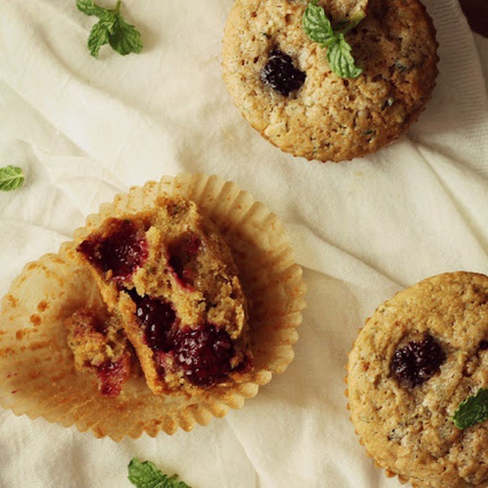minty blackberry & zucchini muffins