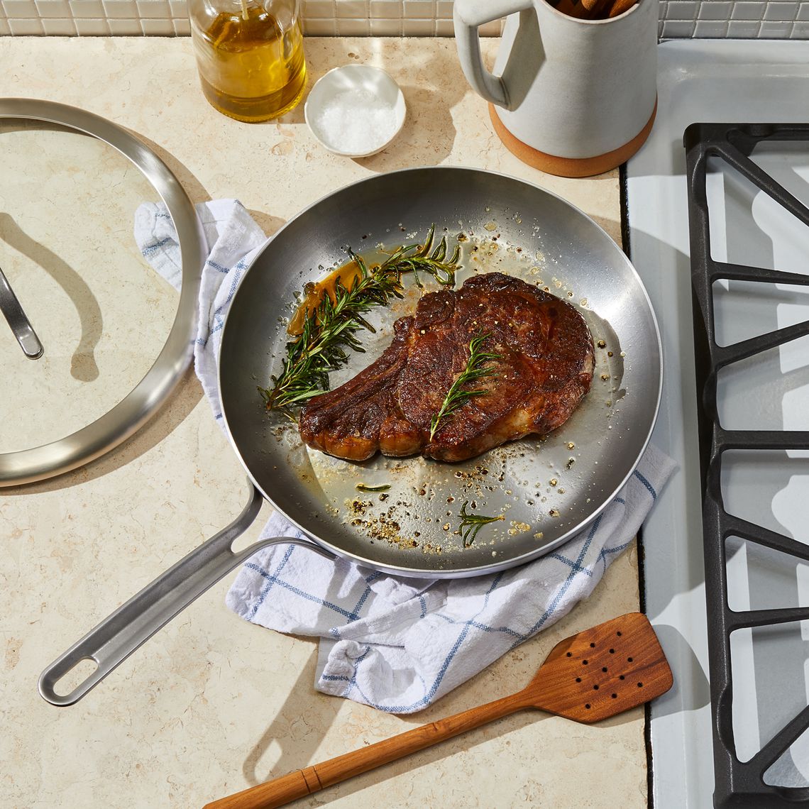 Five Two by Food52 Skillets, 2 Size Options, Tri-Ply Stainless Steel with  Pan Protectors, Nonstick on Food52