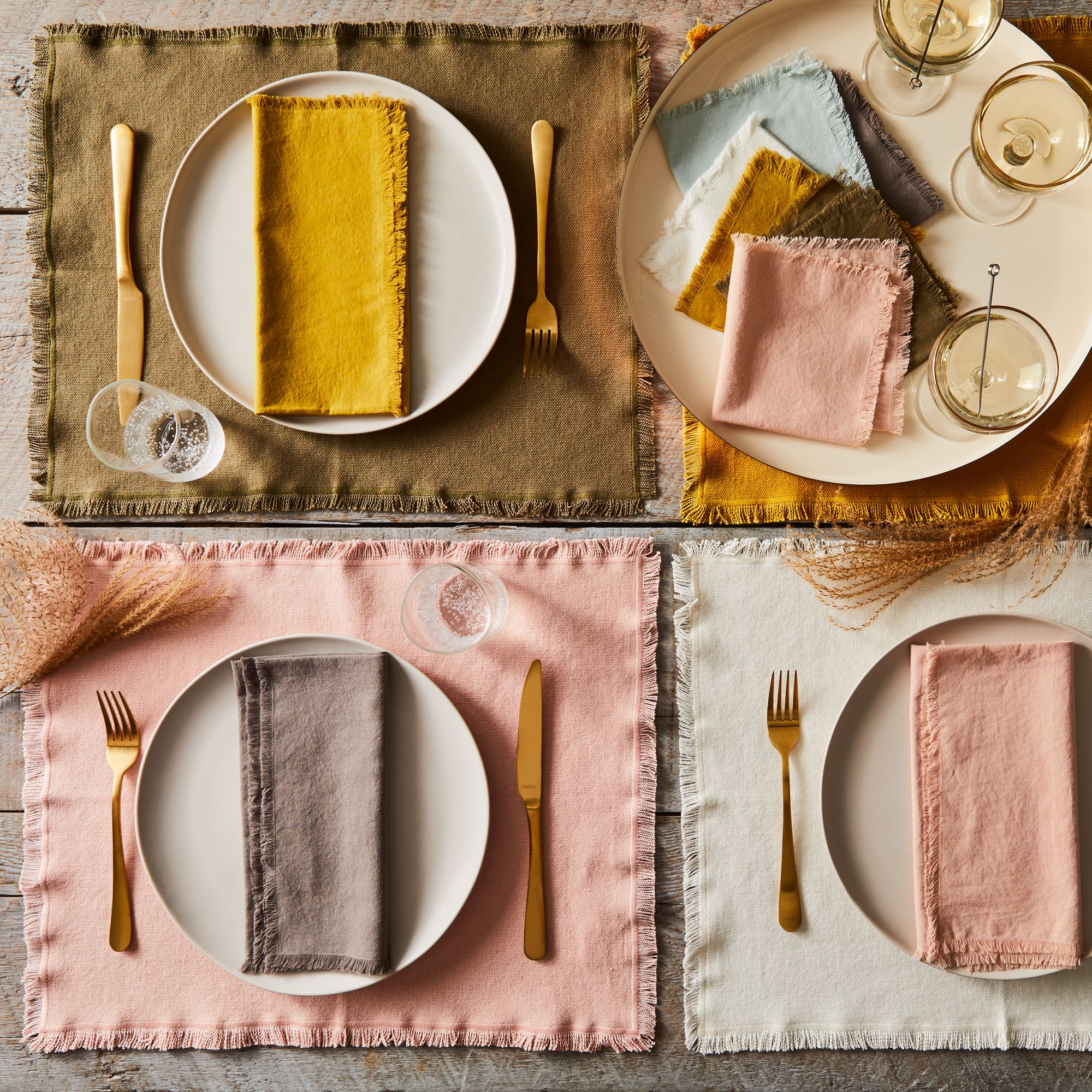 Hawkins New York Simple Stonewashed Linen Napkins, Set of 4 - Mustard