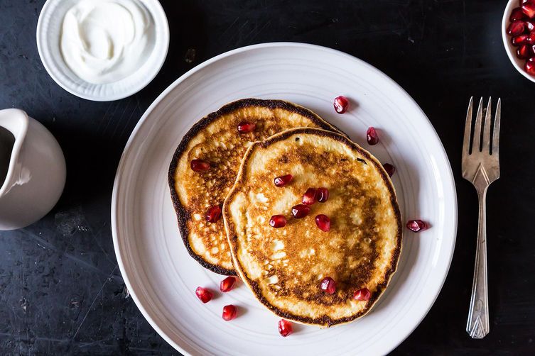 Yogurt Pancakes with Pomegranate