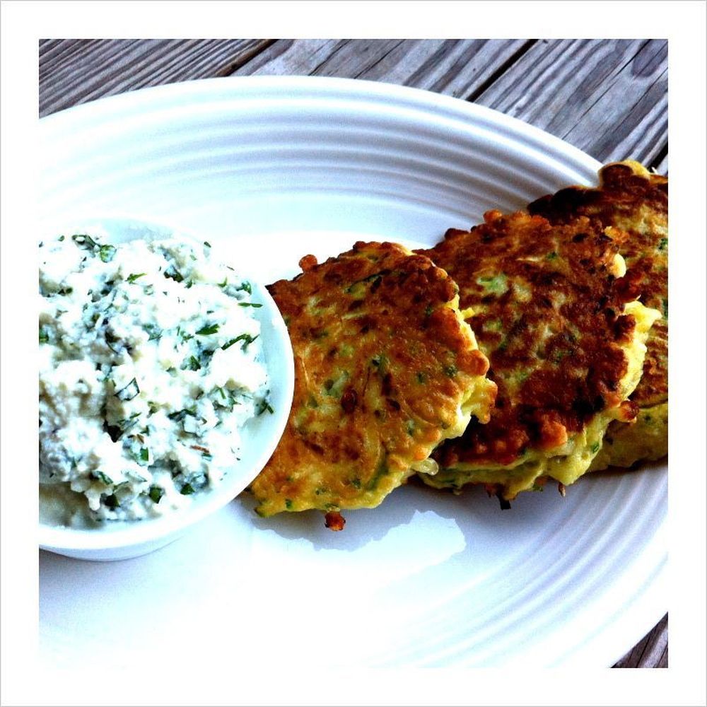 zucchini pancakes with herbed ricotta