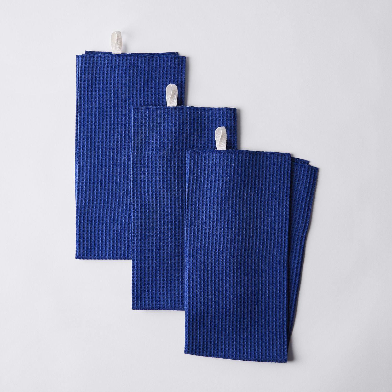 Chardin home Recycled Cotton Waffle Kitchen Towels Set Navy Blue | 18x28  Inch