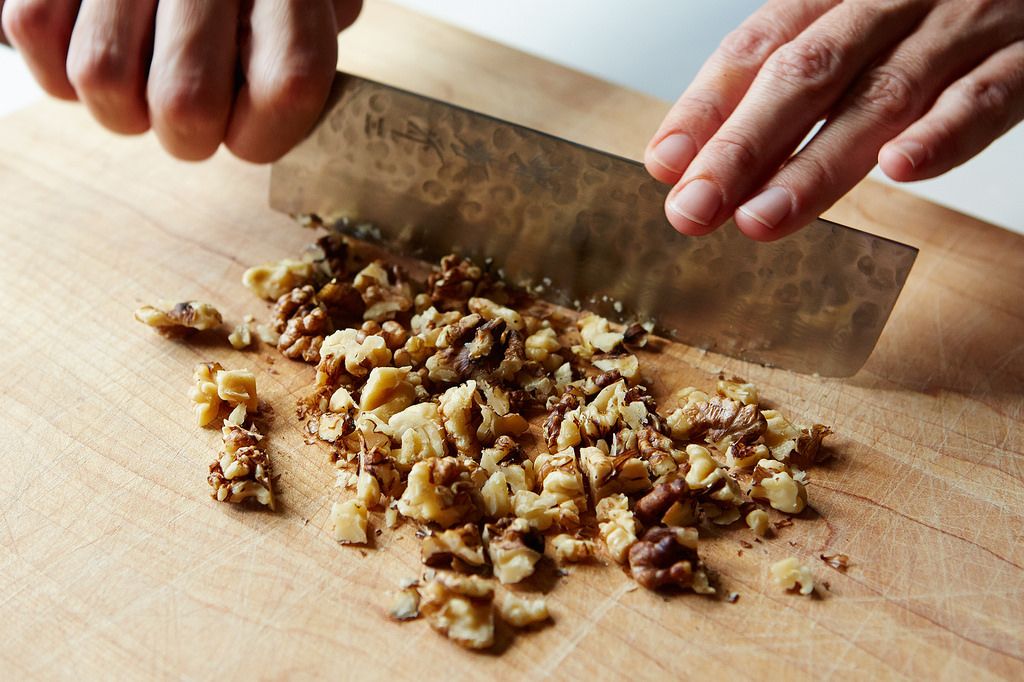 chopping walnuts