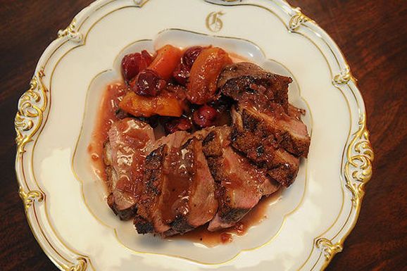 Roasted Duck Breast with sour cherries