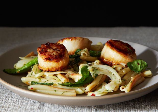 Vernal Greens Pasta with Seared Scallops from Food52