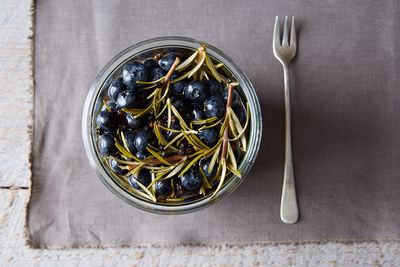 Pickled Blueberries with Rosemary Sprigs