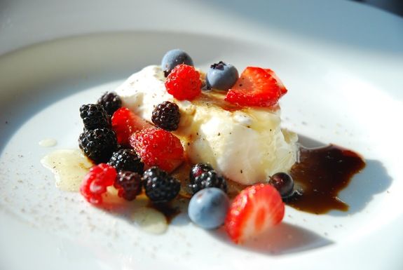 Burrata with Garden & Wild Berries, Honey, Balsamic and Fresh Ground Pepper  Read more: http://www.food52.com/recipes/5081_burrata_with_garden_wild_berries_honey_balsamic_and_fresh_ground_pepper#ixzz0rnb2YNuj 