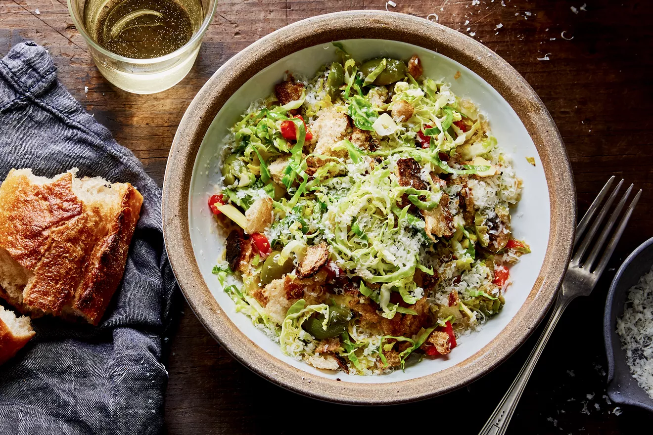 Warm, Cheesy Brussels Sprouts Salad