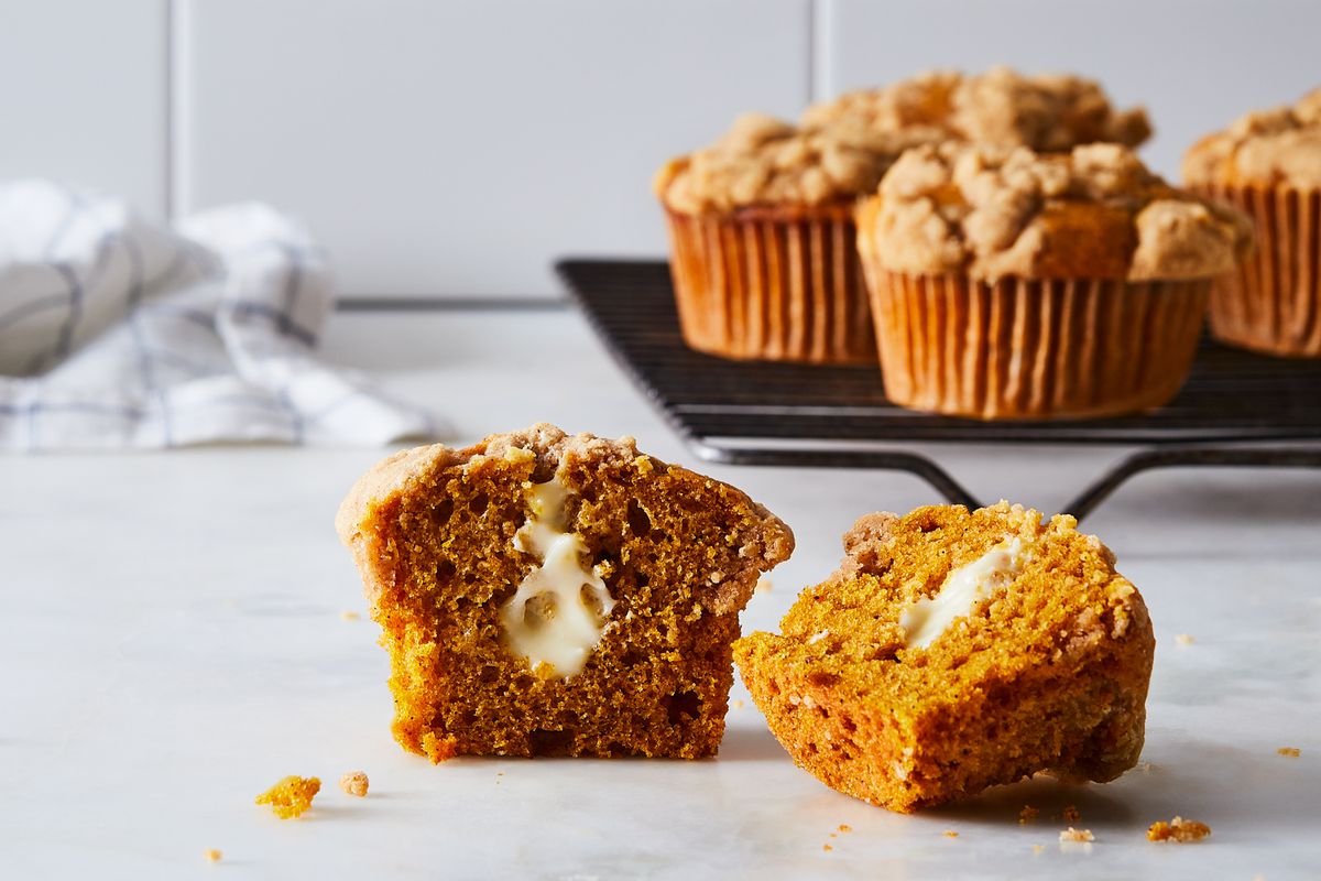 Pumpkin Spice Muffins Filled with Maple Cream Cheese Recipe on Food52.