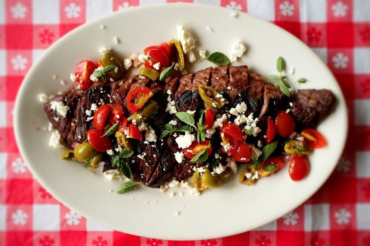 Grilled Skirt Steak with Greek Salsa from Food52