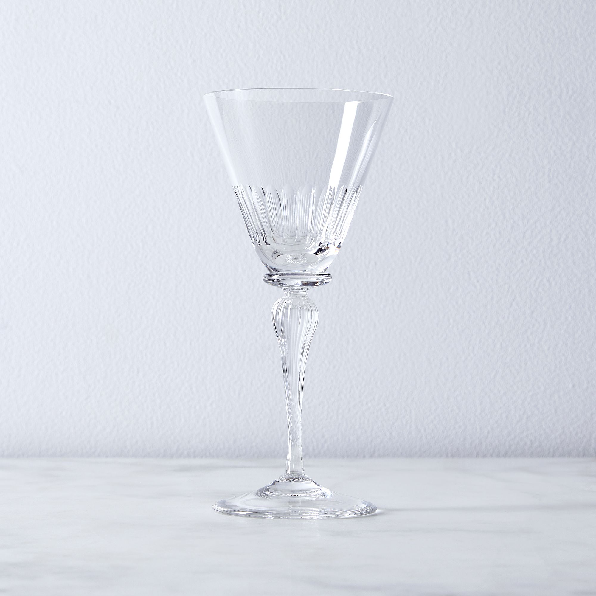 Close Ribs Vintage Italian Crystal Glassware - Tumbler, Fountain Stem