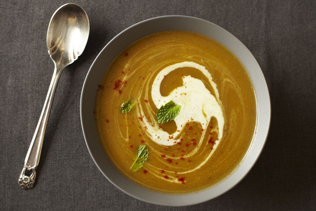Winter Squash Soup with Red Chile and Mint from Food52