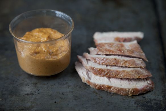 Grilled Pork Tenderloin with Roasted Red Pepper Sauce