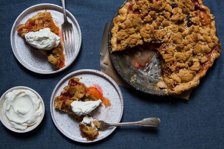 Apricot and Peach Crumble Pie