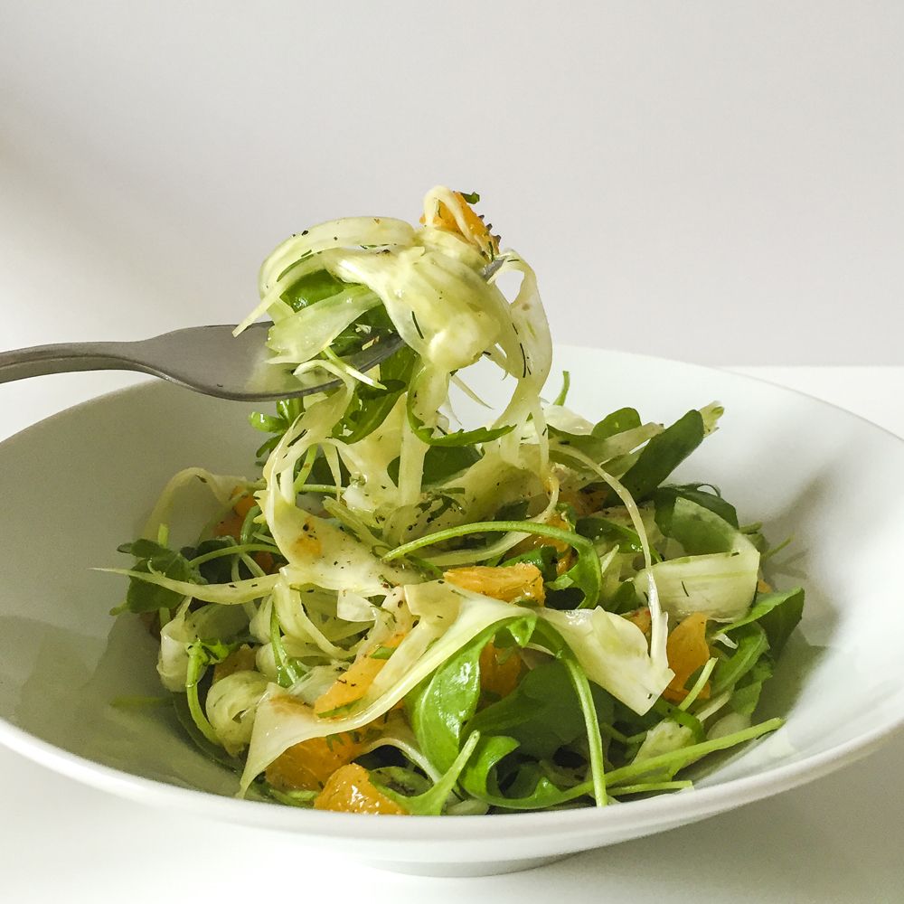 shaved fennel salad with orange-coriander dressing