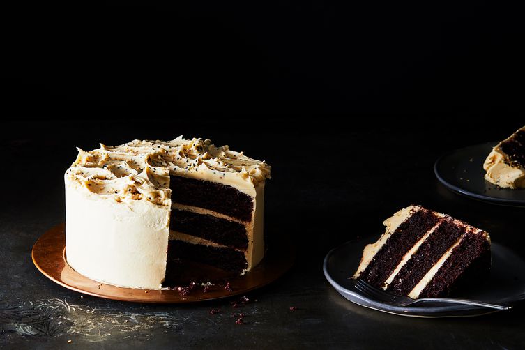 Chocolate Cake with Tahini Buttercream Frosting
