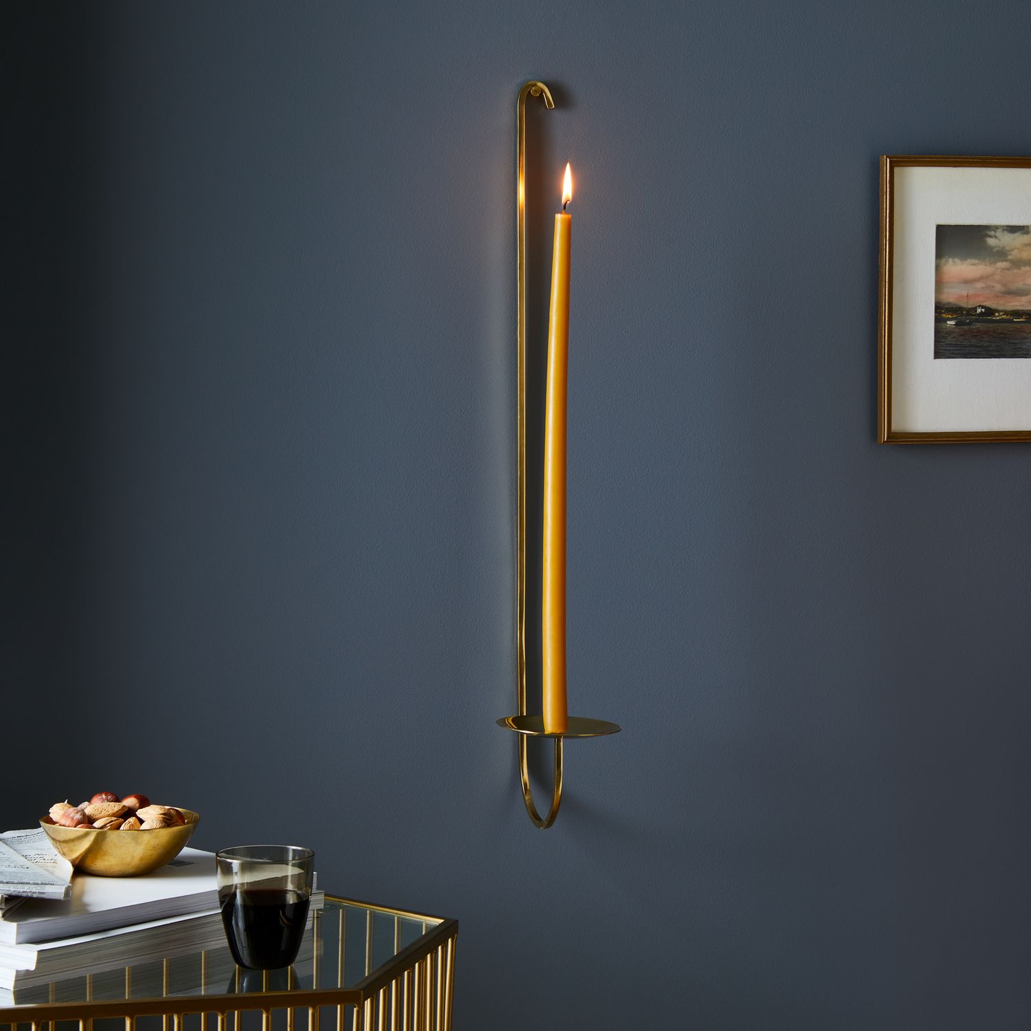 Vela Unlaquered Brass Modern Wall Sconce Taper Candle Holder + Reviews