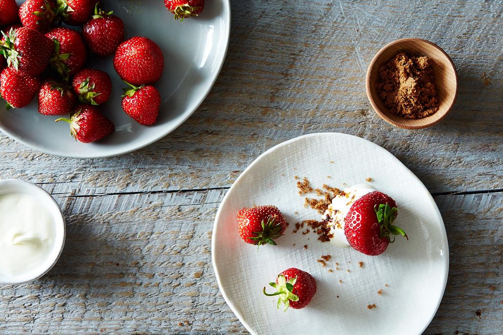 Strawberries with Sour Cream and Dark Muscovado Sugar