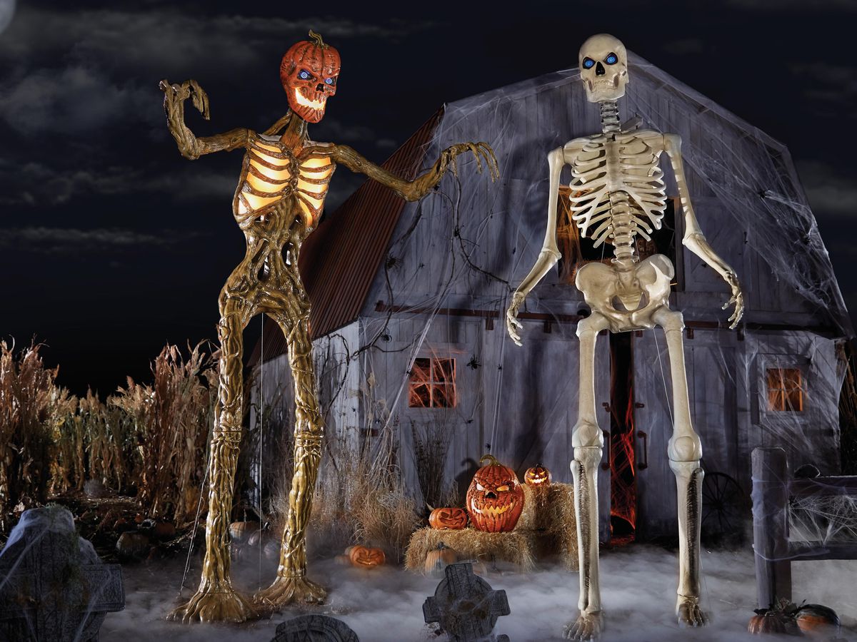 Halloween Scary Horror Skeleton Decorations Head Bones Hand Outdoor Indoor 