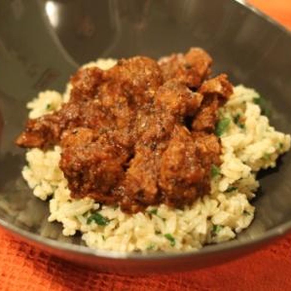 spicy adobo pork with jalapeno brown rice