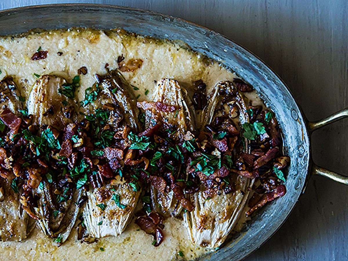 Cream-Baked Endive with Bacon and Pecans