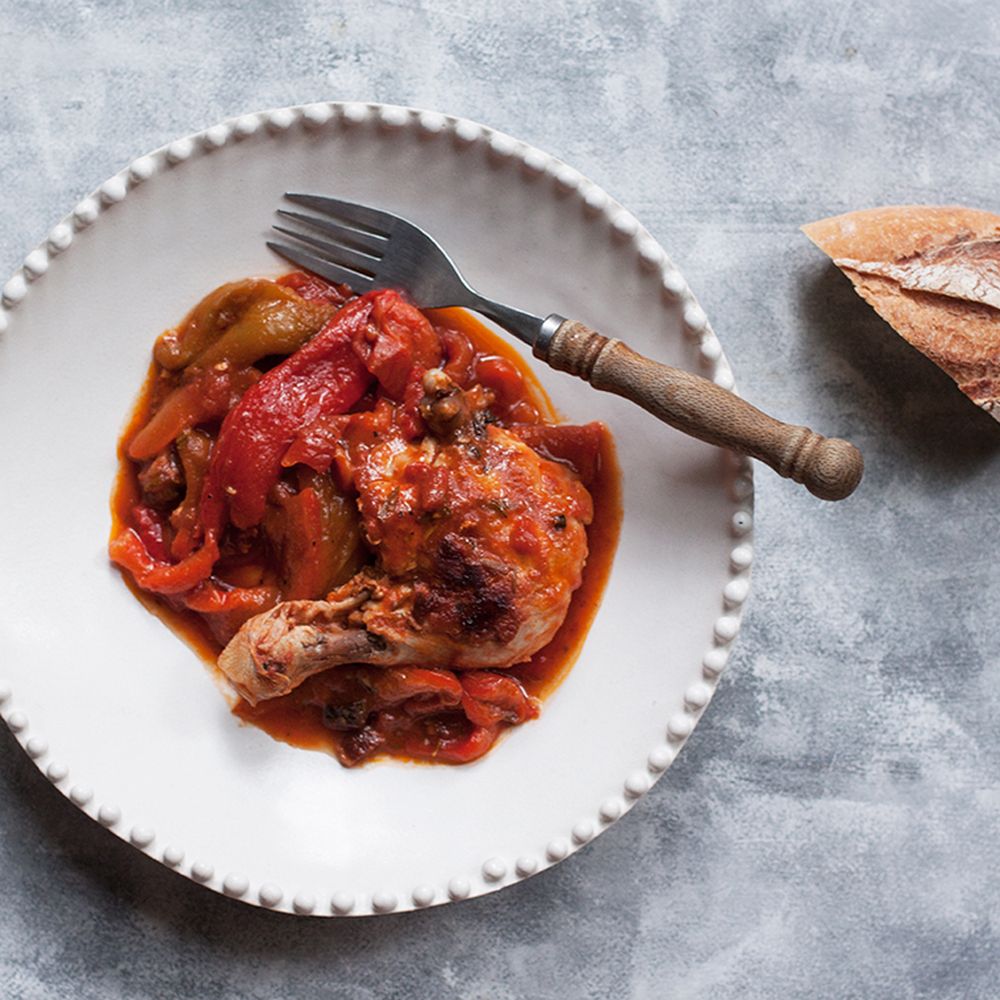 pollo e peperoni (chicken with tomatoes and red peppers)