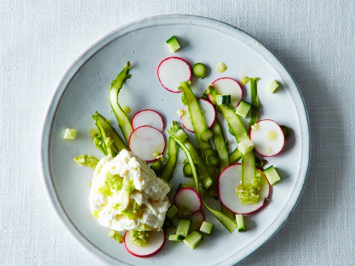 The Jewels of the Spring Salad: Shaved Asparagus with Burrata, Radish &amp; Cucumber