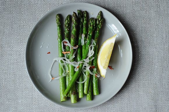 Asparagus with Shallots, Chiles and Lemon