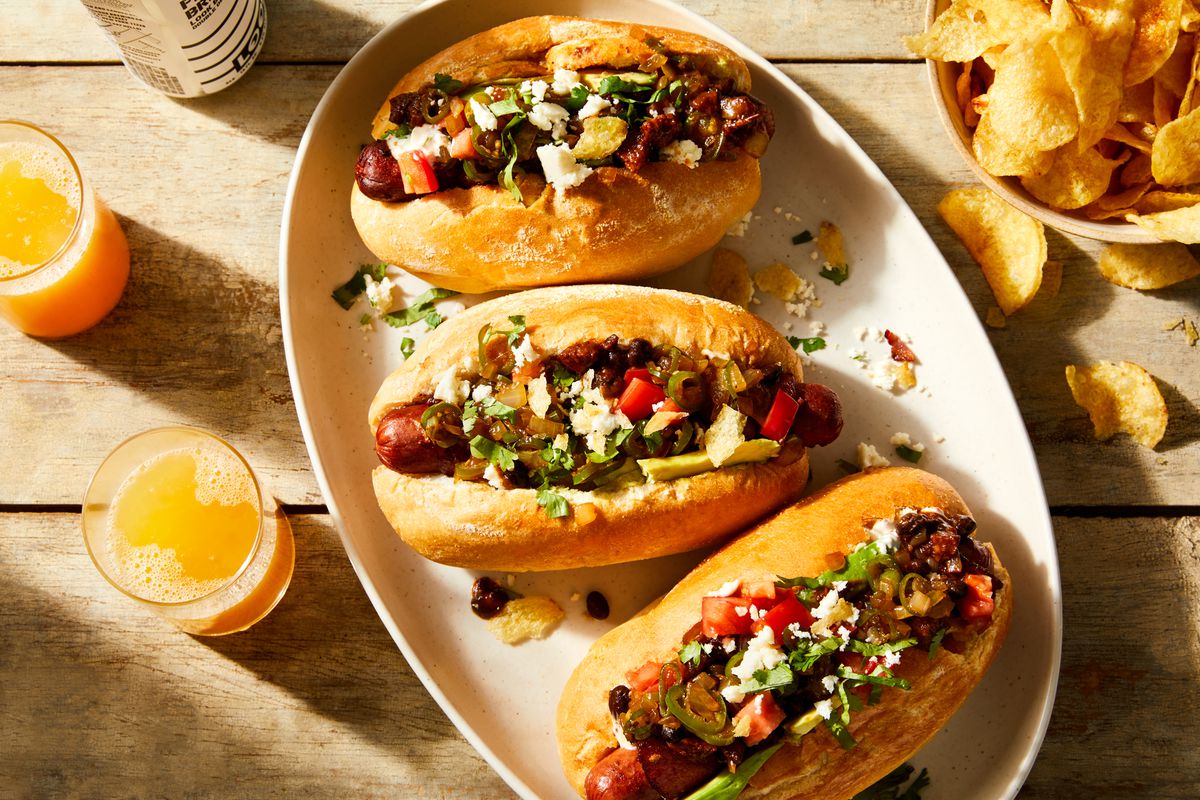 Spicy Grilled Hot Dogs with Bacon Corn Relish - Kitchen Concoctions