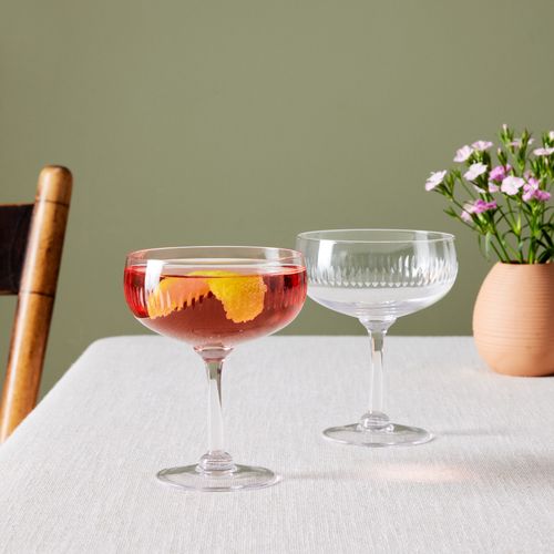 Crystal Cocktail Glasses with Spears Design, Set of Four