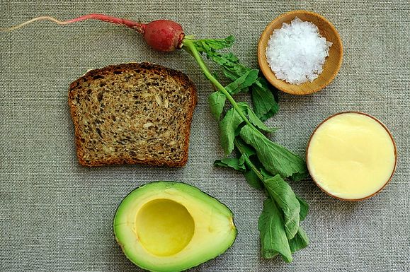 Tartine with Mustard Mayo and Mashed Avocado and Radishes with Butter and Salt on Food52