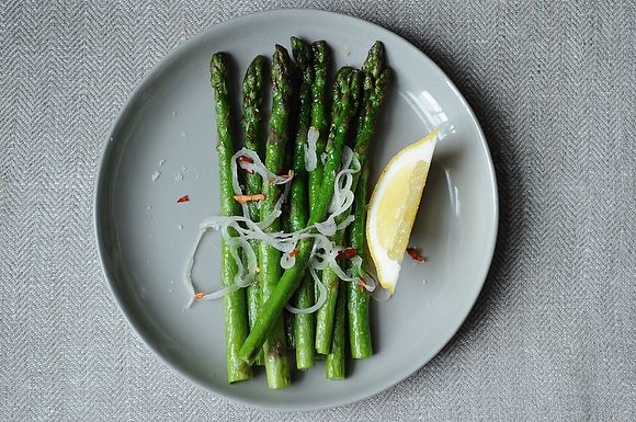 Asparagus with Shallots, Chiles, and Lemon