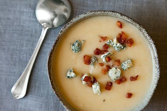 Pear Soup with Pancetta and Blue Cheese