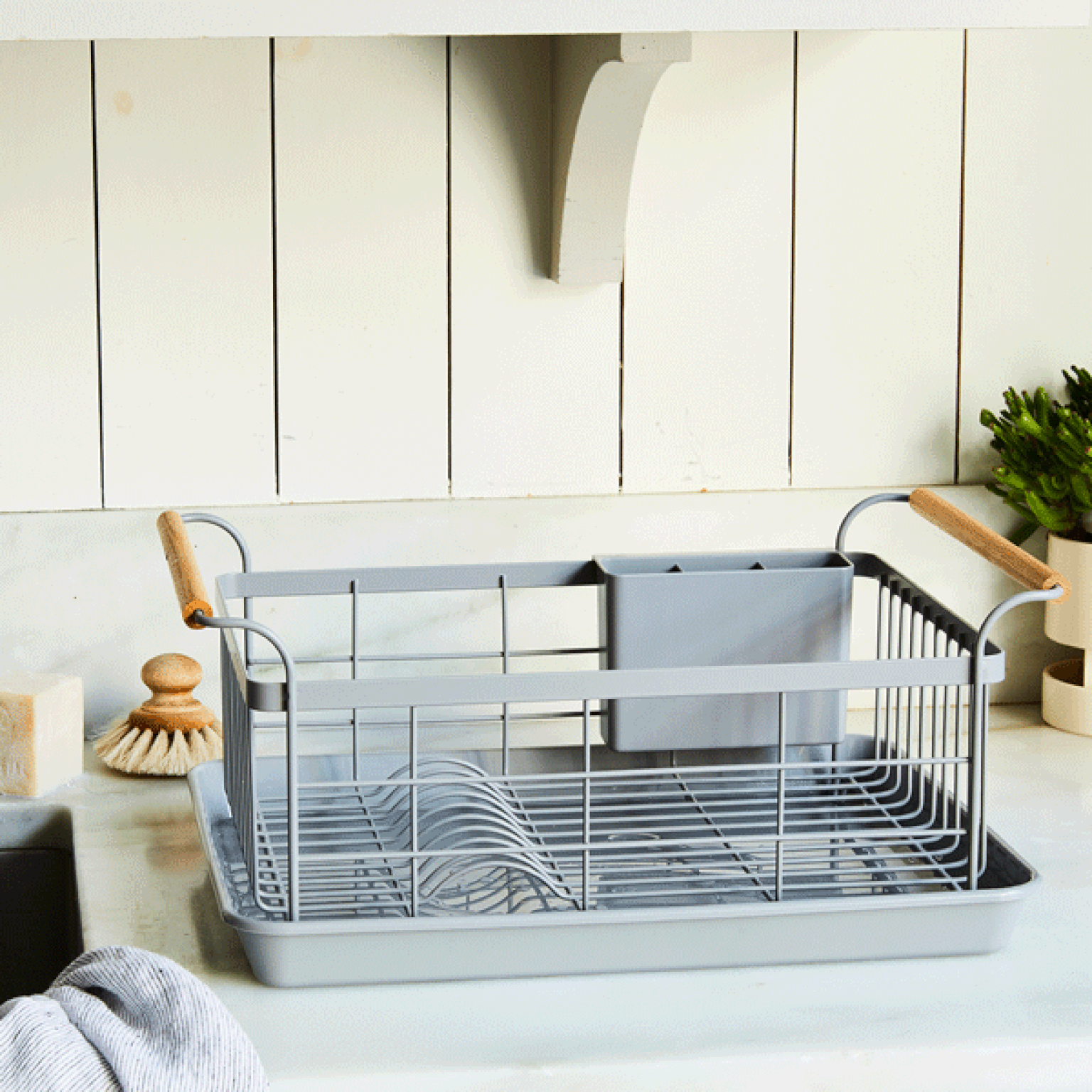 Food52 Five Two Drying Rack, Over the Sink with Utensil Caddy, 3