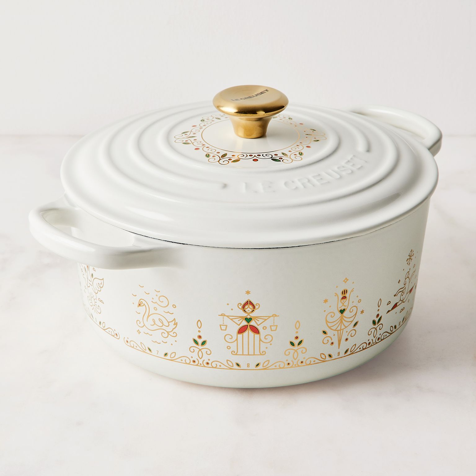 Le Creuset White 12 Days of Christmas 3.5-Qt. Round Dutch Oven