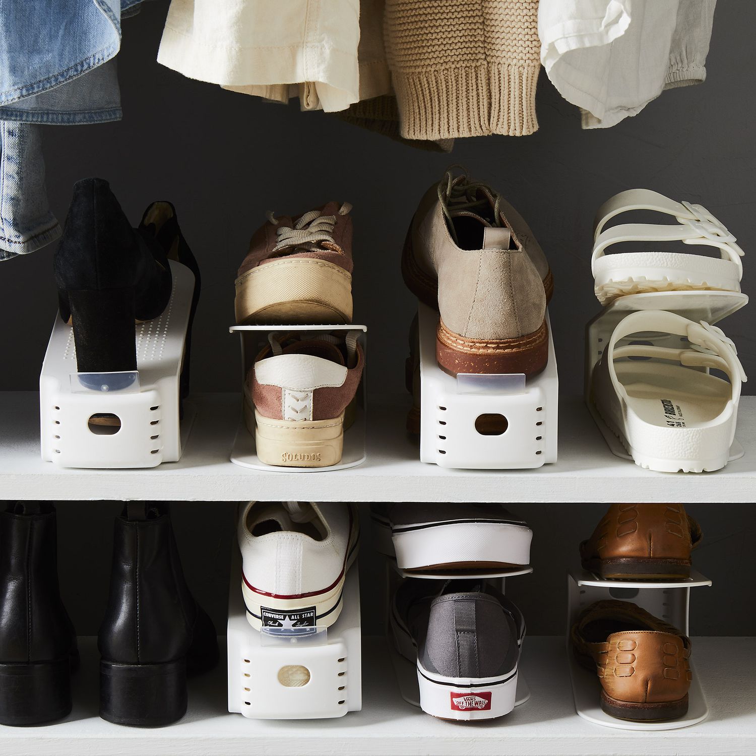 1pc Random Color Space-saving Double-layer Shoe Storage Rack Shoe Holder  Cabinet Organizer For Sneakers, Flip-flops, Sandals