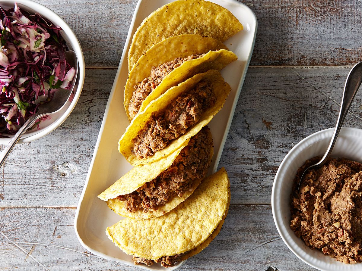 Easy Lentil Walnut Tacos with Cabbage Lime Slaw