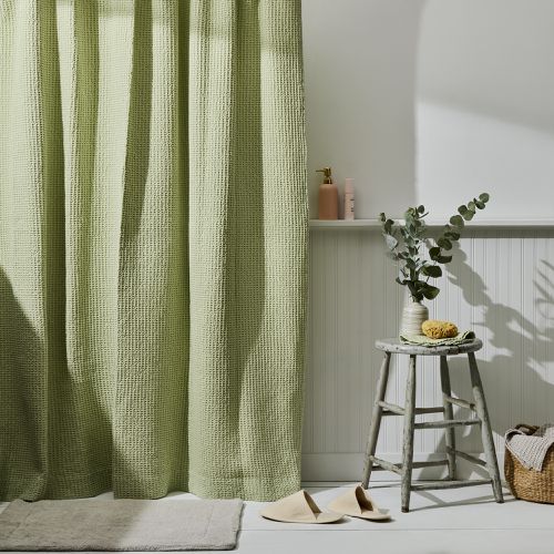 Cotton Waffle Shower Curtain, Terracotta Color Shower Curtain