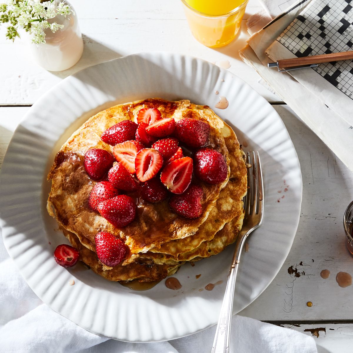 Easy Cottage Cheese Pancakes With Strawberry Maple Syrup Recipe