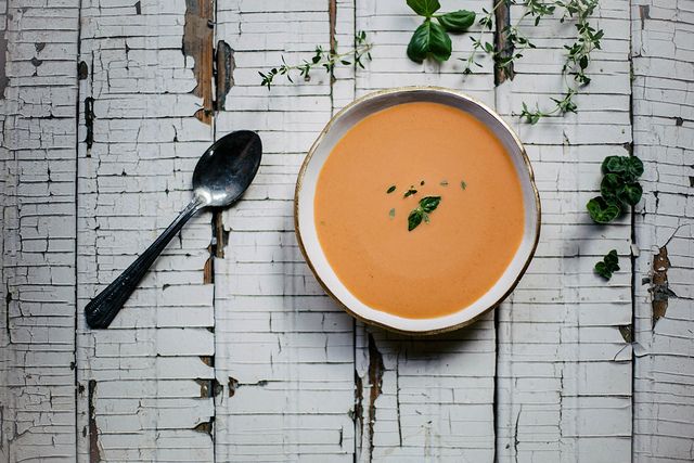 Chilled Tomato Peach Soup from Food52