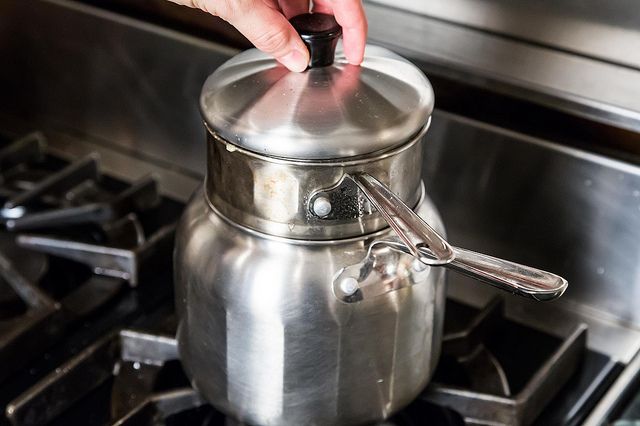 Covered double boiler