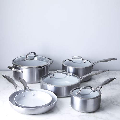 GreenPan Venice Pro 10-Piece Nonstick Cookware Set, Stainless Steel,  Thermalon Minerals on Food52
