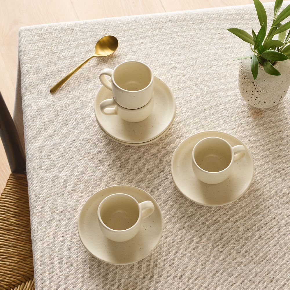 Casafina Modern Classic Ceramic Espresso Cup & Saucer, Set of 4