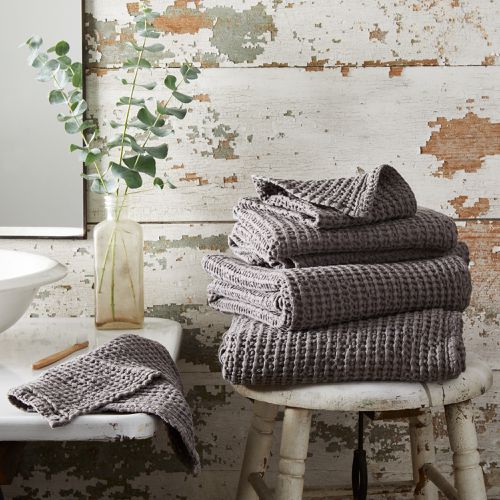 Simple Waffle Towels, Light Grey– LINEN & SAND